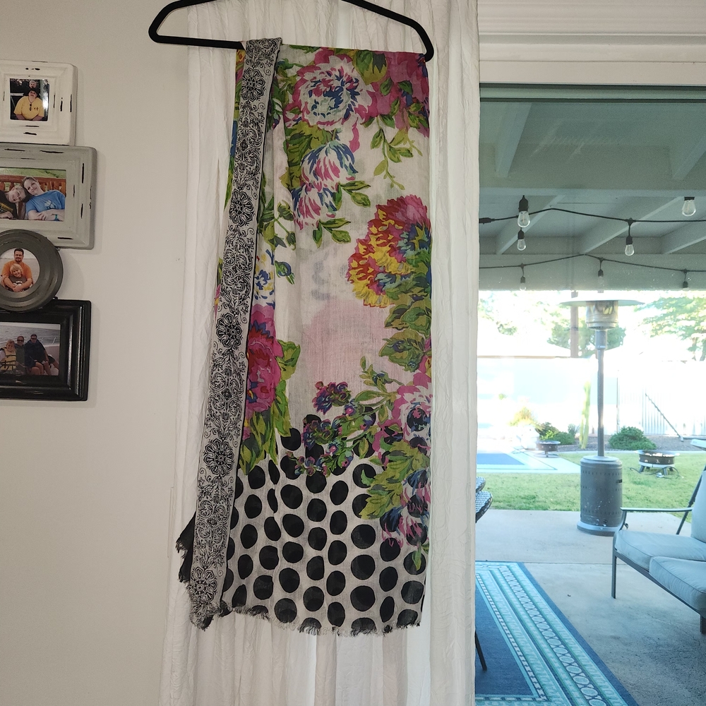 Floral and Polka Dot Scarf